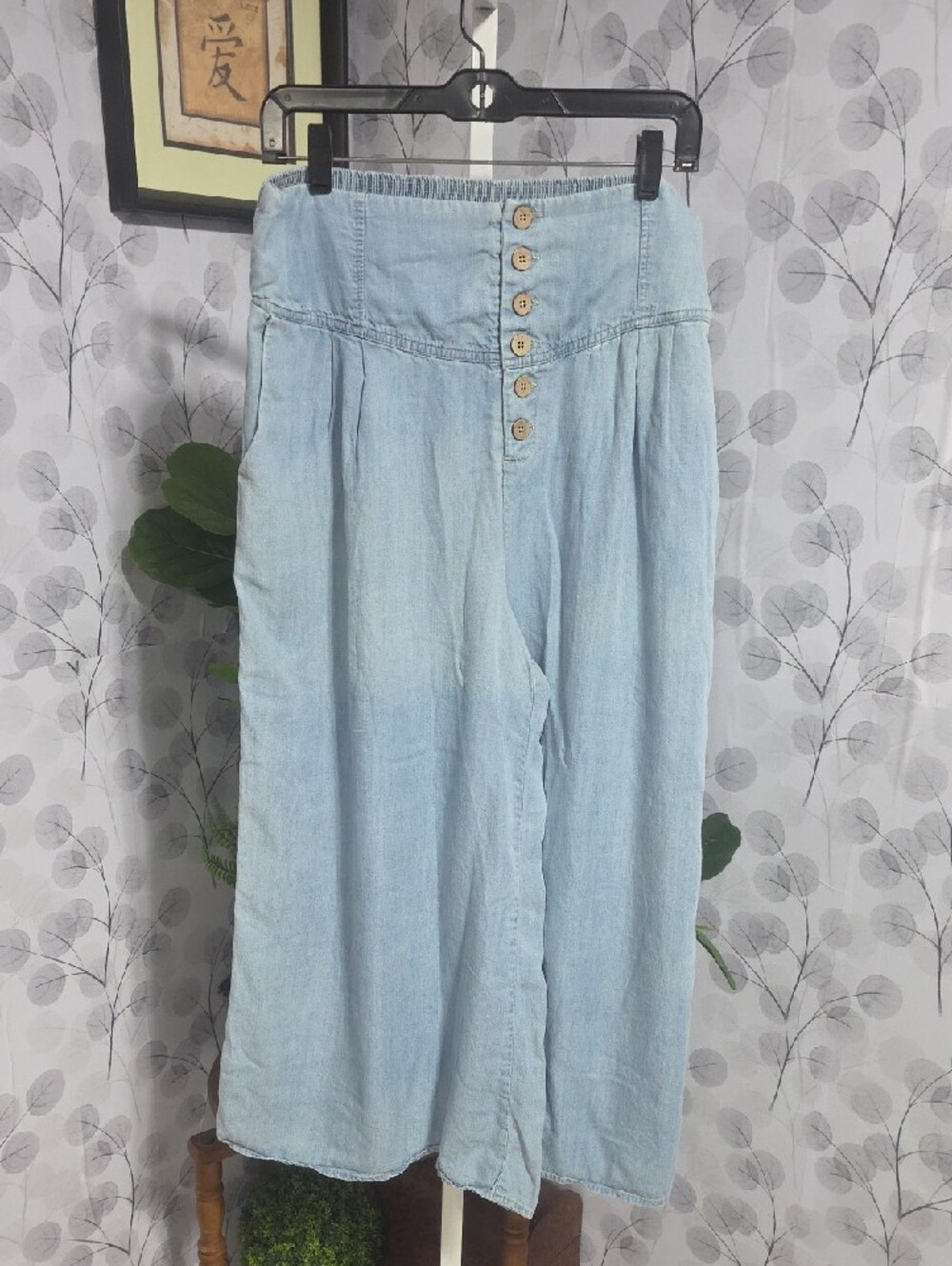 The Coastal Denim High-Waist Wide Leg Pants in Light Blue - Picture 4 of 10